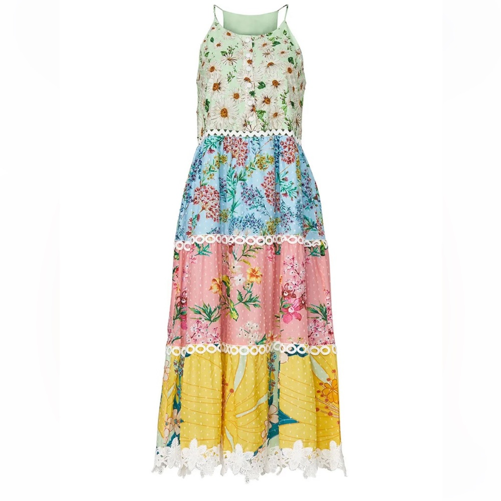 FARM Rio Mixed Floral Halter Dress Size L